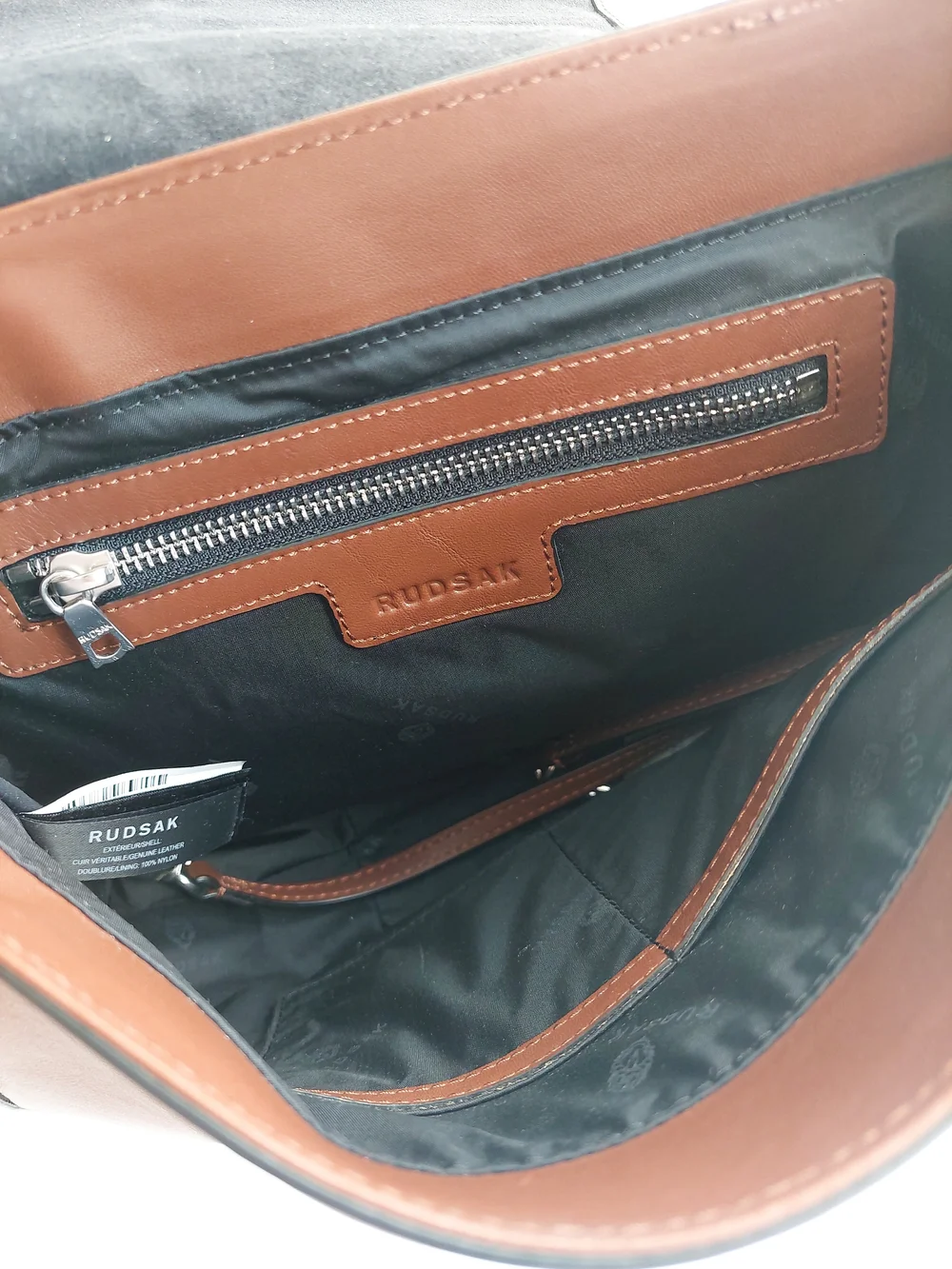 Rudsak Brown Leather Crossbody Bag with Chain Strap Shoulder Purse - Picture 8 of 11